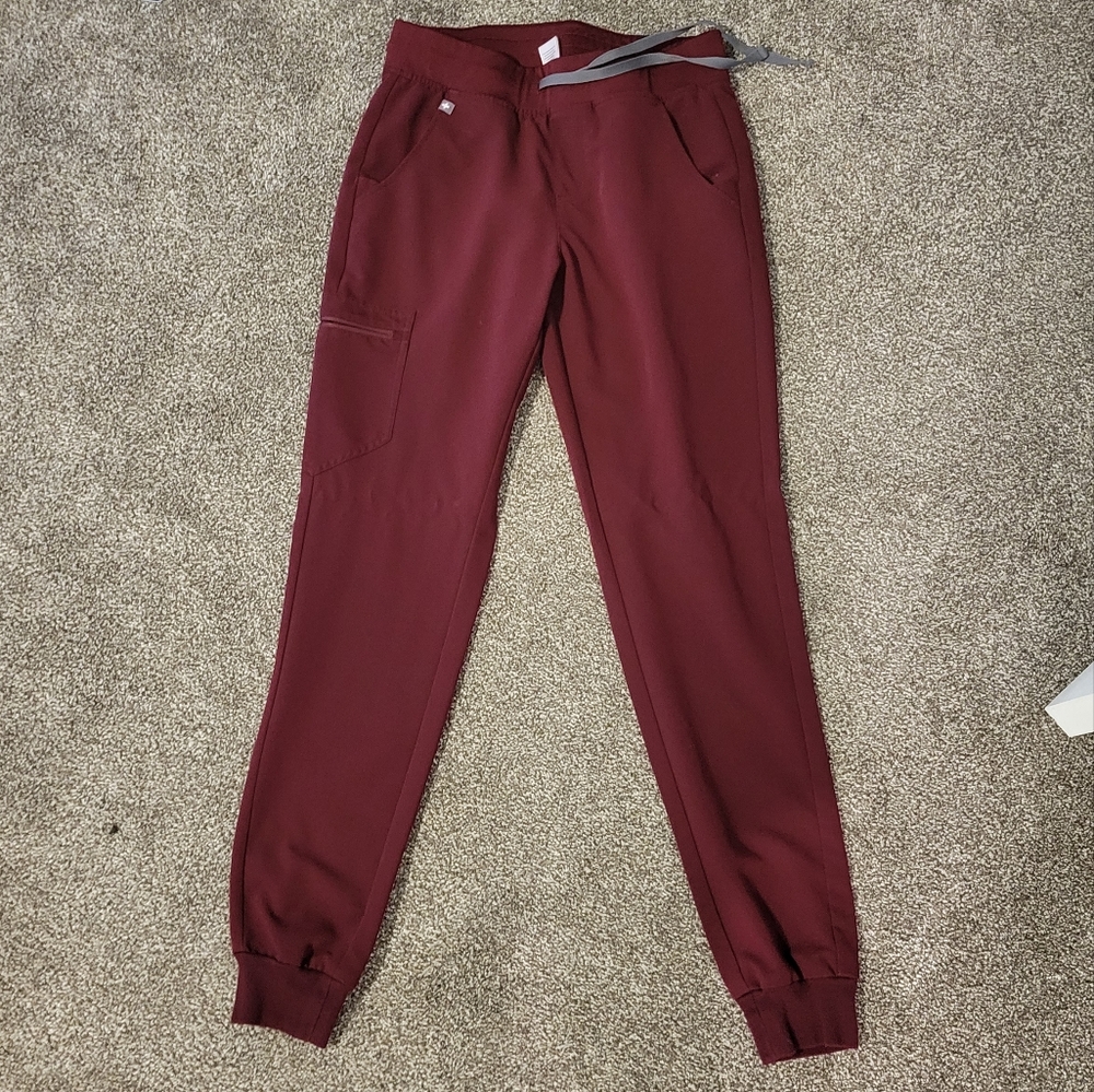 FIGS S Tall Burgundy Zamora Pant